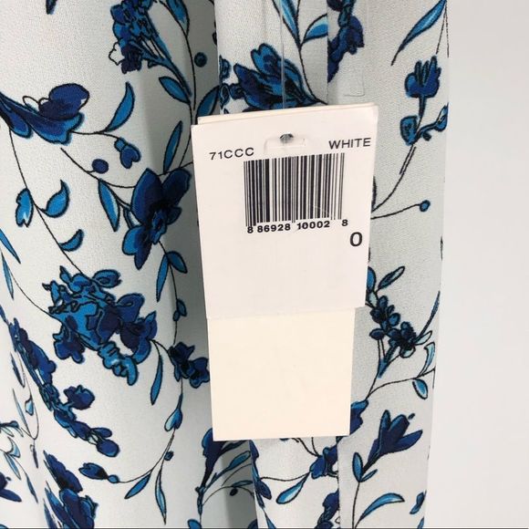 French Connection Porcelain Sheen Tunic Dress Floral Elbow Sleeve size 0 NWT - Picture 9 of 12